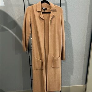 Express Camel Duster Cardigan with Pockets